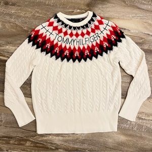 Tommy Hilfiger Winter Holiday Christmas Pullover Sweater White Size S